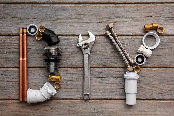 Various plumbing tools together on a table